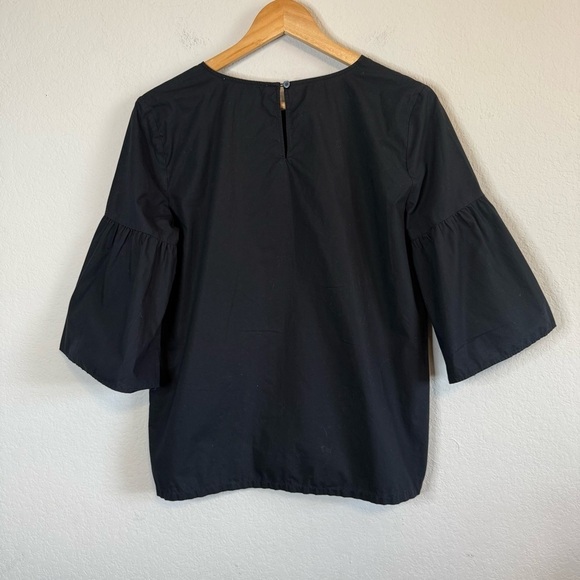 Loft Parrot Jungle Bell Mid Sleeve Embroidered Colorful Floral Black Shirt Top - Picture 7 of 12